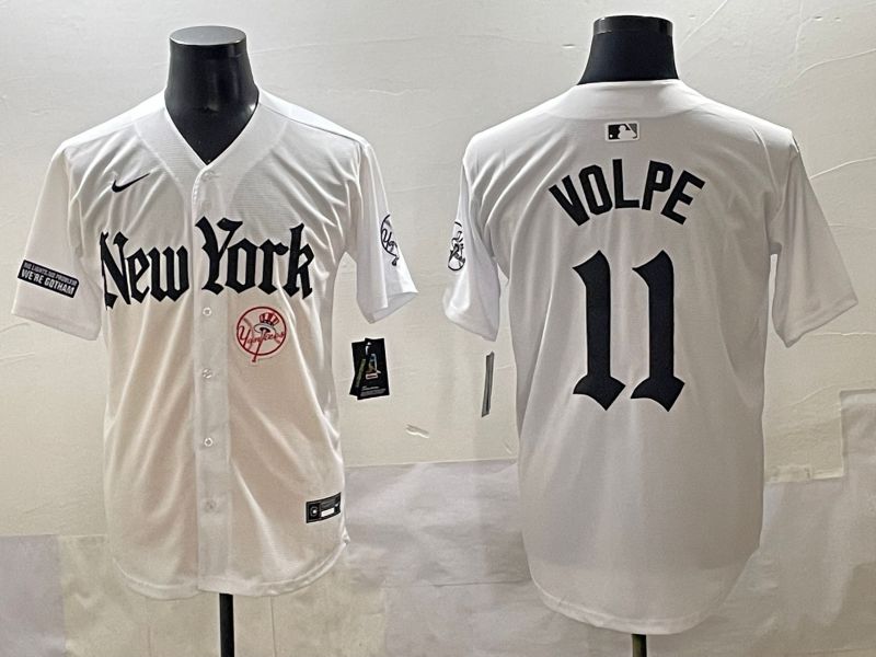 Men 2025 New York Yankees #11 Volpe White Five generations Joint Name Nike MLB Jersey style 43->new york yankees->MLB Jersey